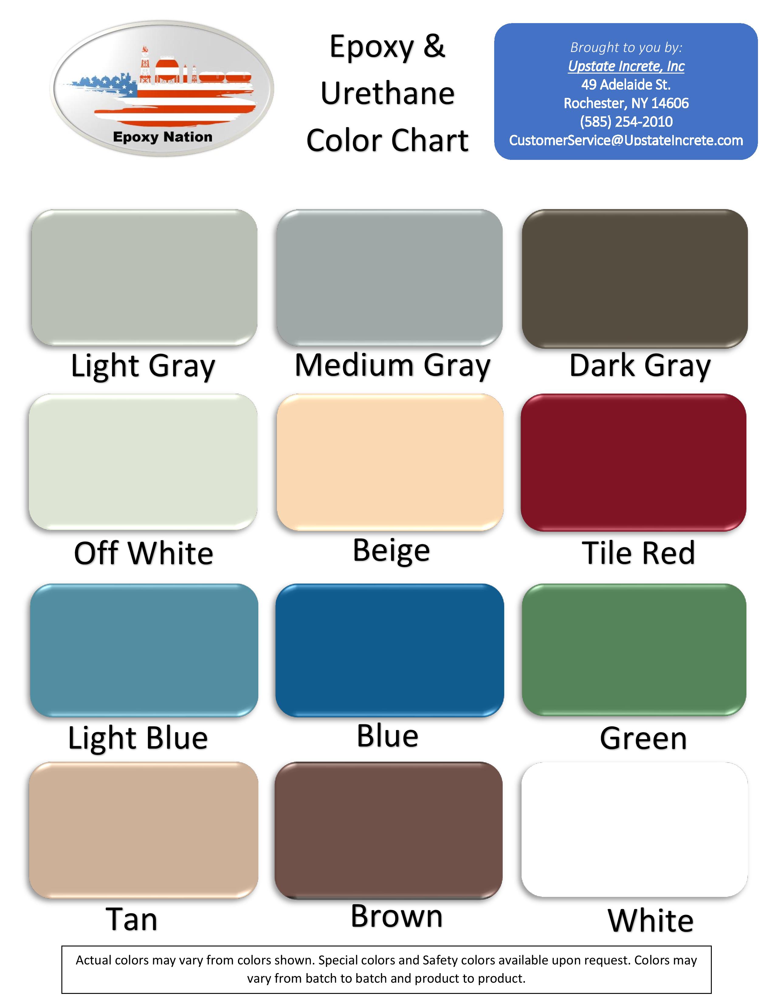 Epoxy Color Chart